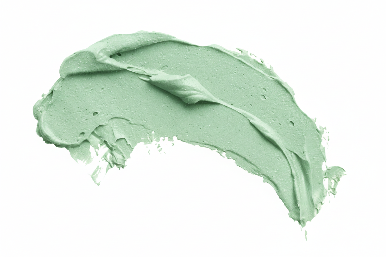 Light green cream smear without water droplets