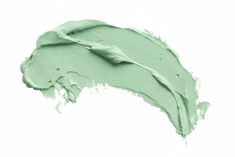 Light green cream smear without water droplets